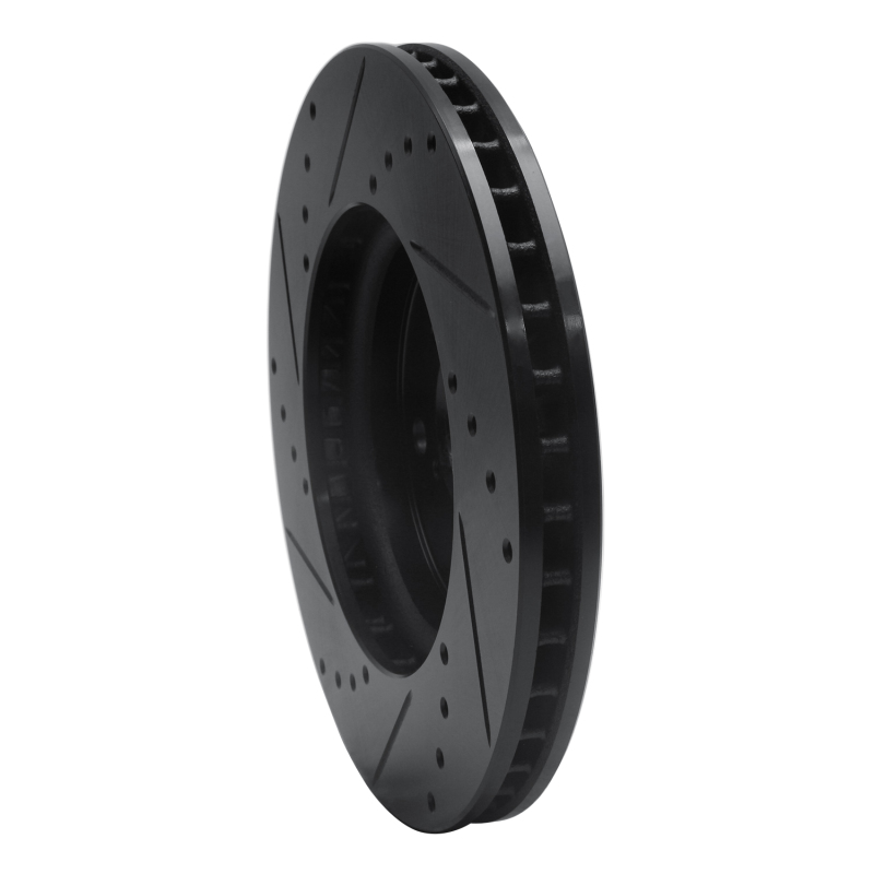 Honda Odyssey Brake Rotor (1) - Front Right - R1 Concepts - Drilled & Slotted - Black - `05-`10